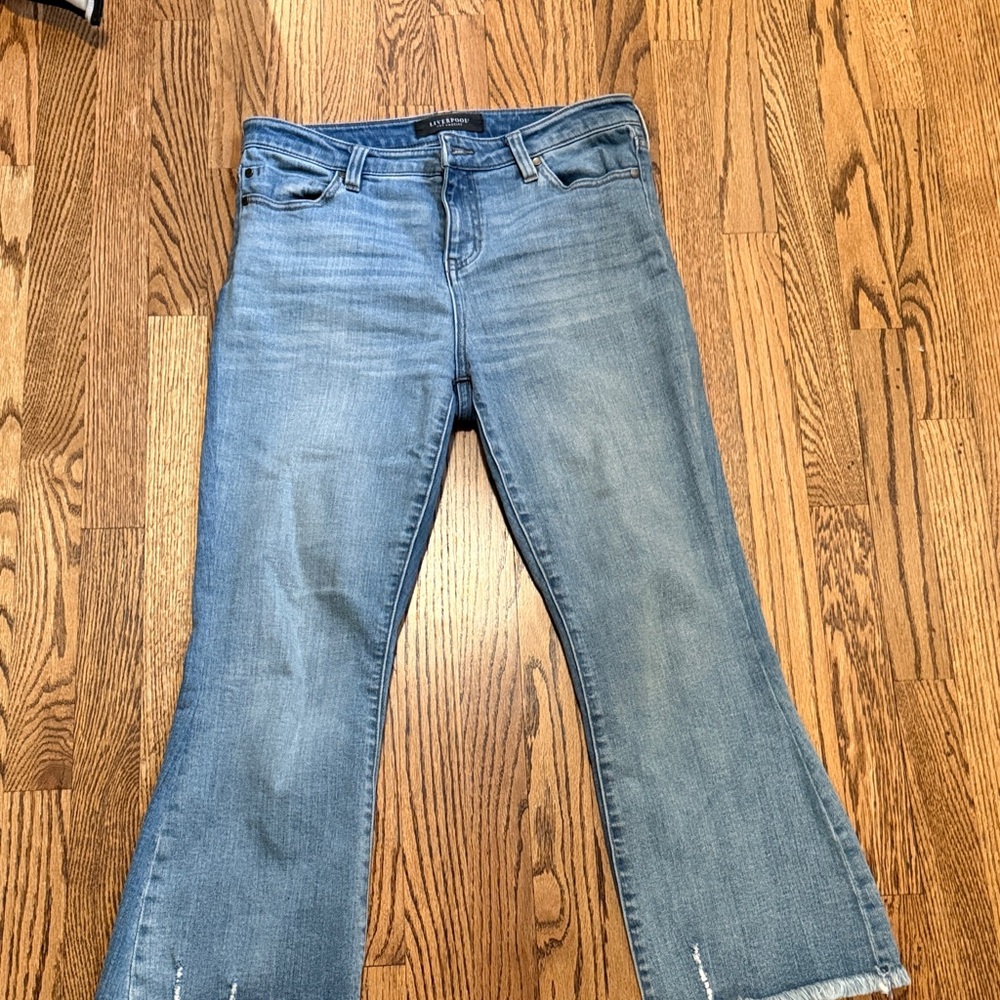Liverpool flare jeans with raw hem